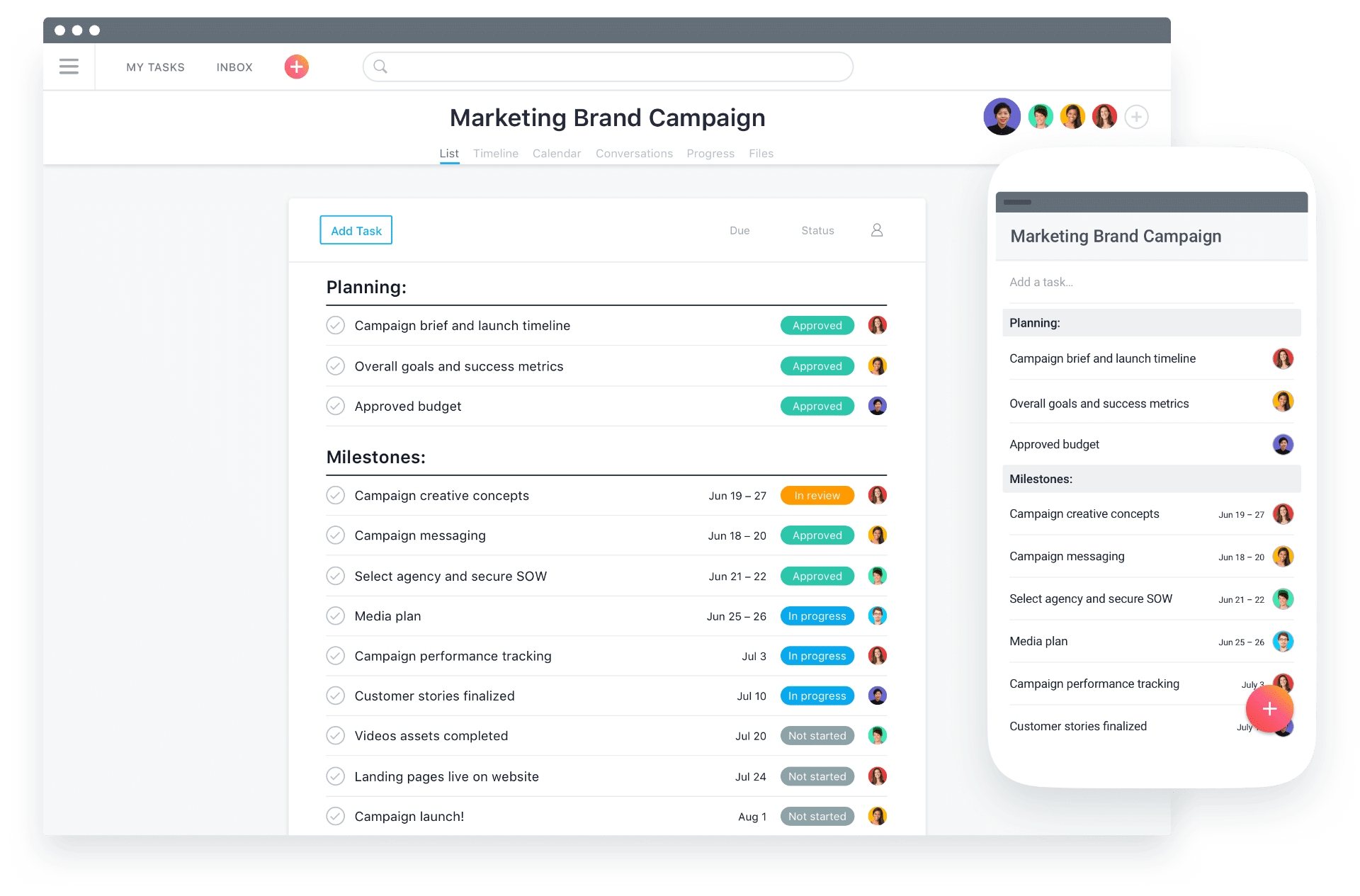 Gestor de proyectos de Asana